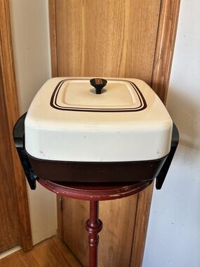 Vintage Sears CounterCraft Electric Skillet Square Fry Pan Lid Thermostat USA